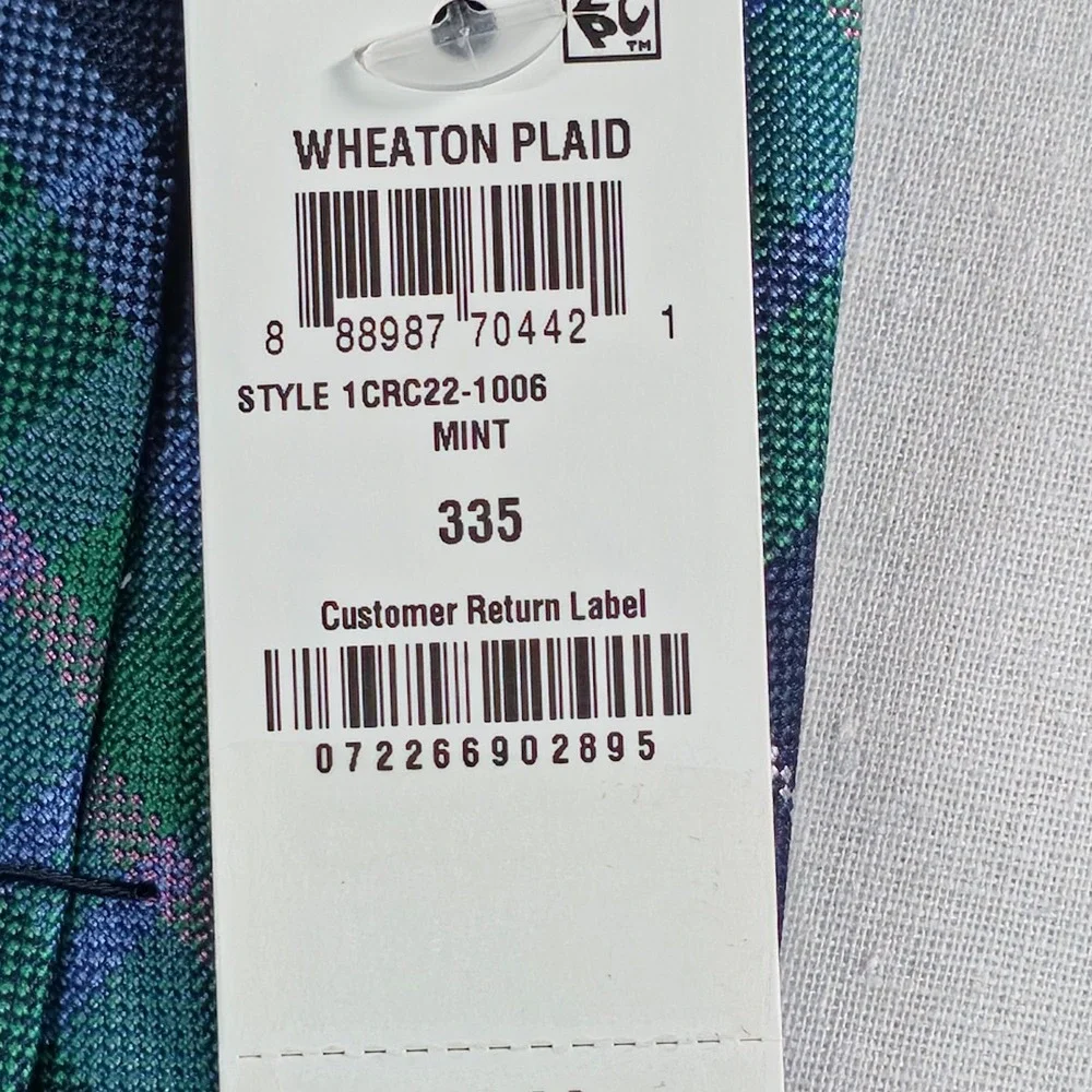 Club Room Mens Tie OS Mint Wheaton Plaid Classic Quiet Luxury Necktie NWT